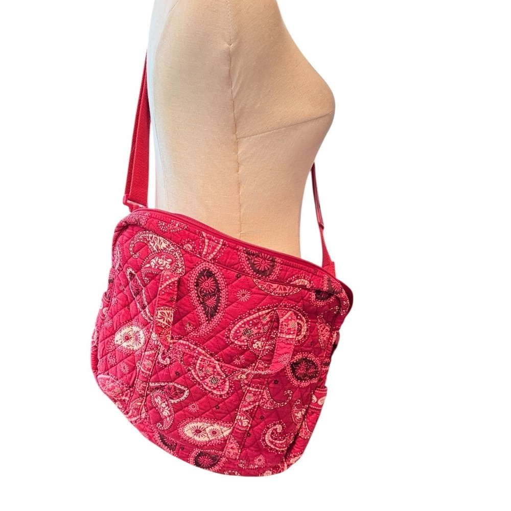 Vera Bradley Mesa Red Paisley Cotton Messenger Bag Adjustable Strap Retired